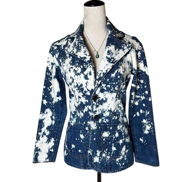 Vintage Wrangler Bleached Denim Blazer Jacket S | Western Grunge Streetwear - Picture 1 of 8